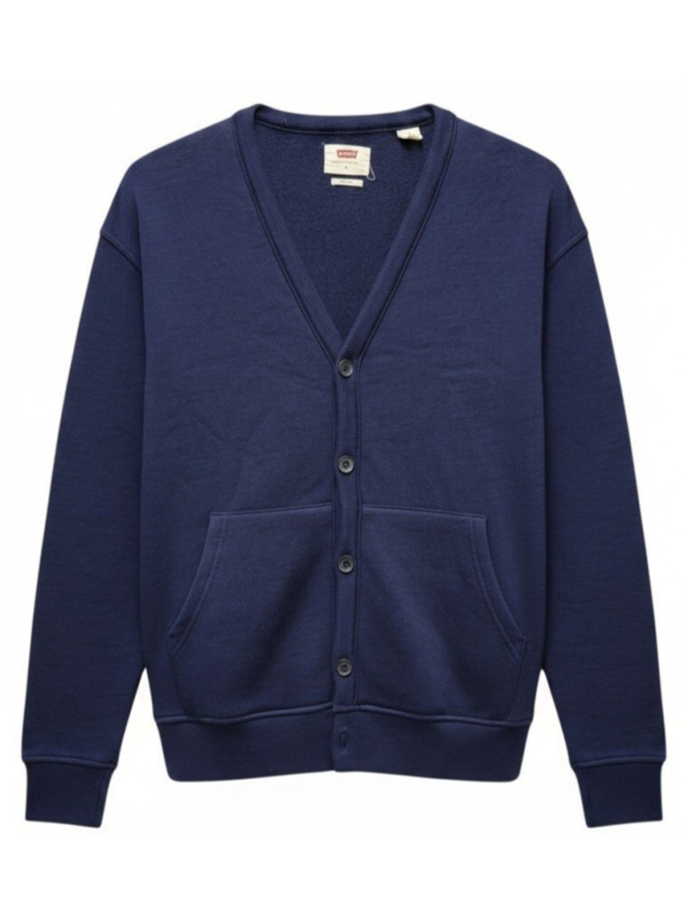 Levi's Men Relaxed V-neck Polyester Cotton Blend Long-Sleeve Blue Cardigan Small